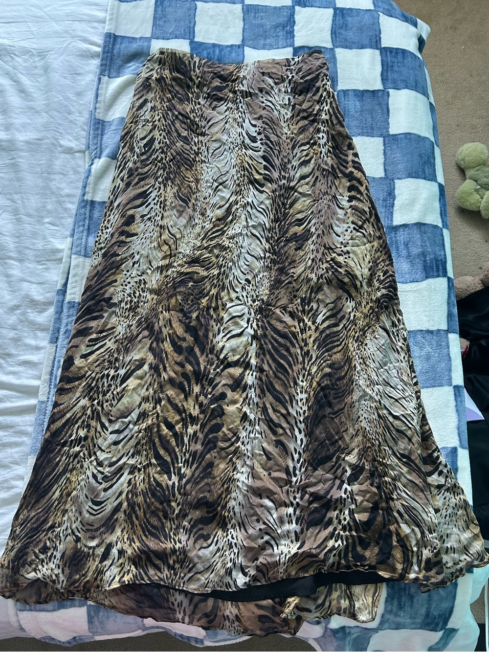 Mango Brown, Black and Cream Animal-Print Maxi Skirt